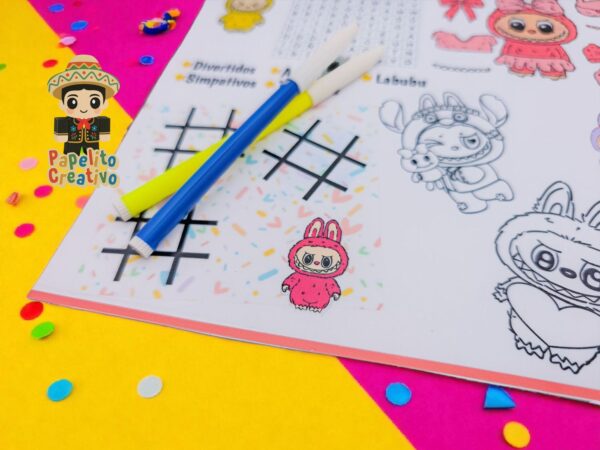 mantelitos de actividades personalizados para fiestas infantiles + 12 plumones | entrega en 1 semana - imagen 3
